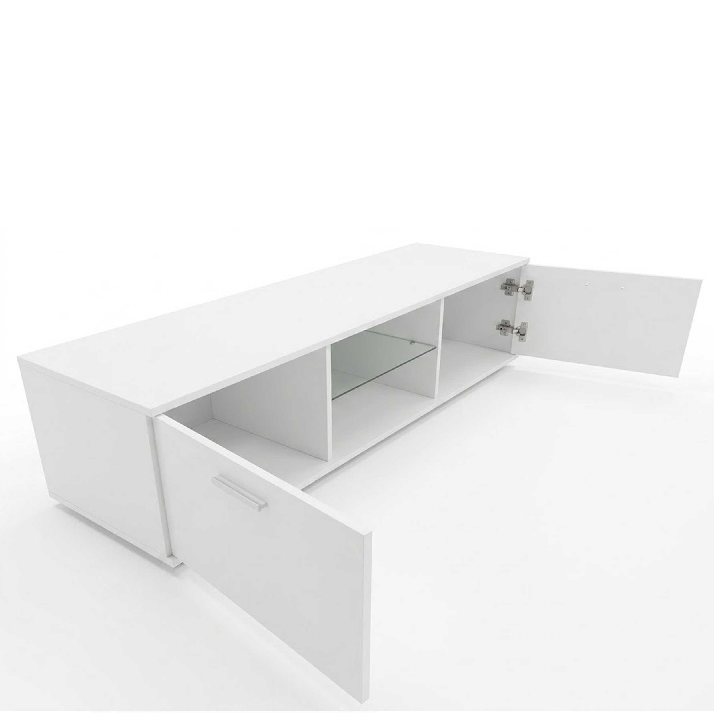 VDD TV Meubel met LED Verlichting - TV Dressoir - 140 cm breed - Wit - Meubel-Plein VDD TV Meubel met LED Verlichting - TV Dressoir - 140 cm breed - Wit - Meubel-Plein