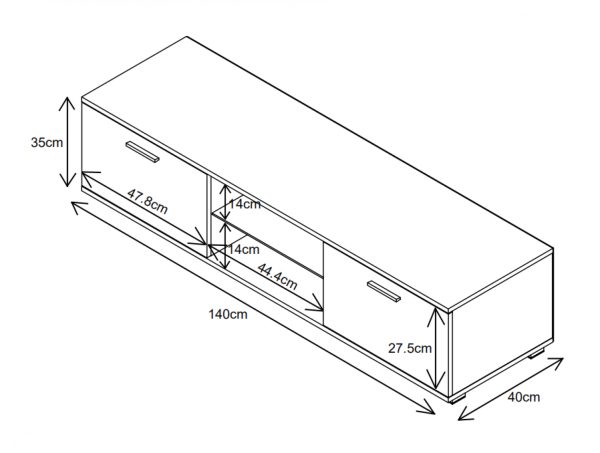 TV meubel - dressoir - led verlichting - 140 cm breed - wit - Meubel Plein