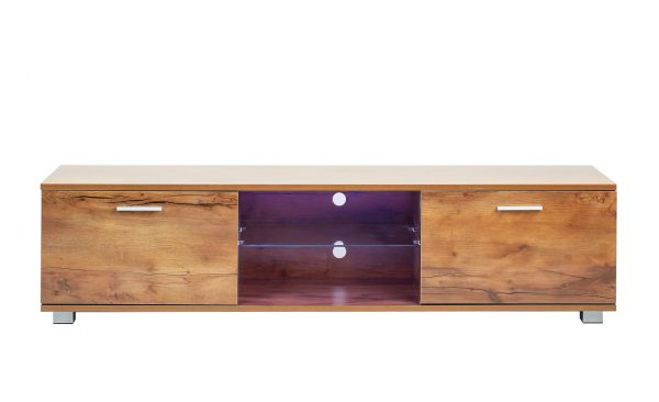 TV meubel - dressoir - led verlichting - 140 cm breed - bruin houtstructuur - Meubel Plein