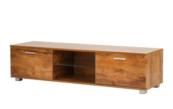 TV meubel - dressoir - led verlichting - 140 cm breed - bruin houtstructuur - Meubel Plein