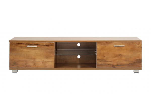 TV meubel - dressoir - led verlichting - 140 cm breed - bruin houtstructuur - Meubel Plein