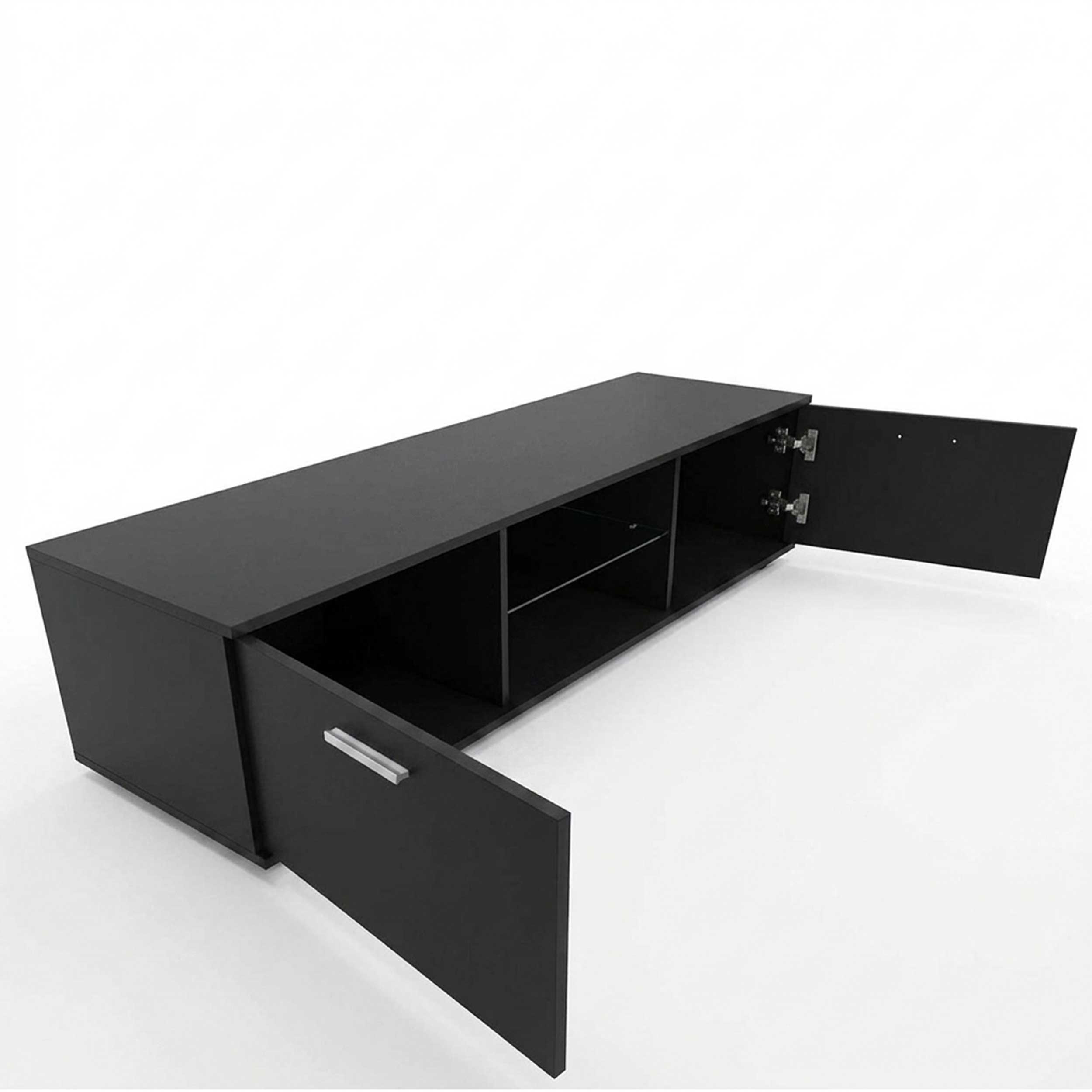 VDD TV Meubel met LED Verlichting - TV Dressoir - 140 cm breed - Zwart - Meubel-Plein VDD TV Meubel met LED Verlichting - TV Dressoir - 140 cm breed - Zwart - Meubel-Plein