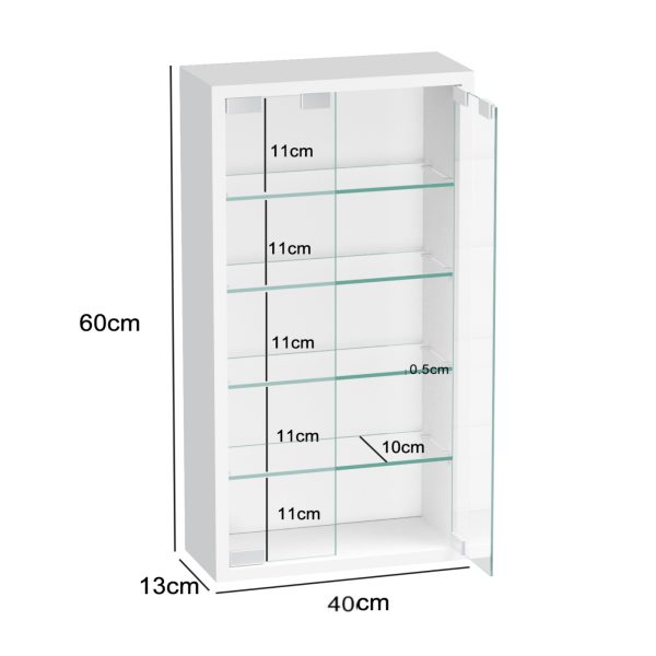VDD Vitrinekast - Wandvitrine - Staande Hangende Showcase - Houten Glazen Vitrinekast - Wit - 40x60x12 cm - Meubel Plein
