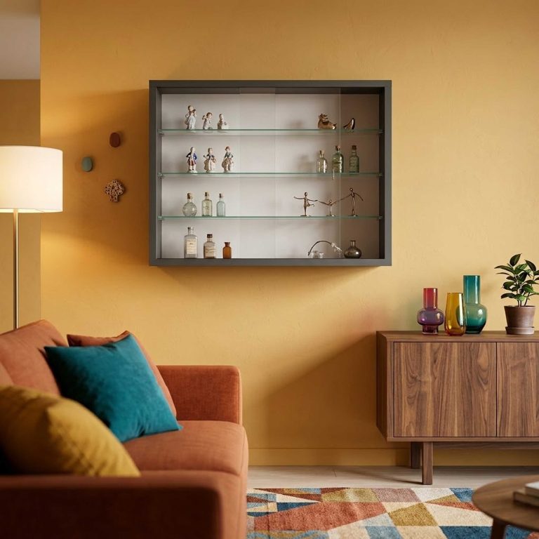 VDD Vitrinekast - Glazen Schuifdeuren - 50 x 40 x 13 cm - Zwart - alternatieve afbeelding