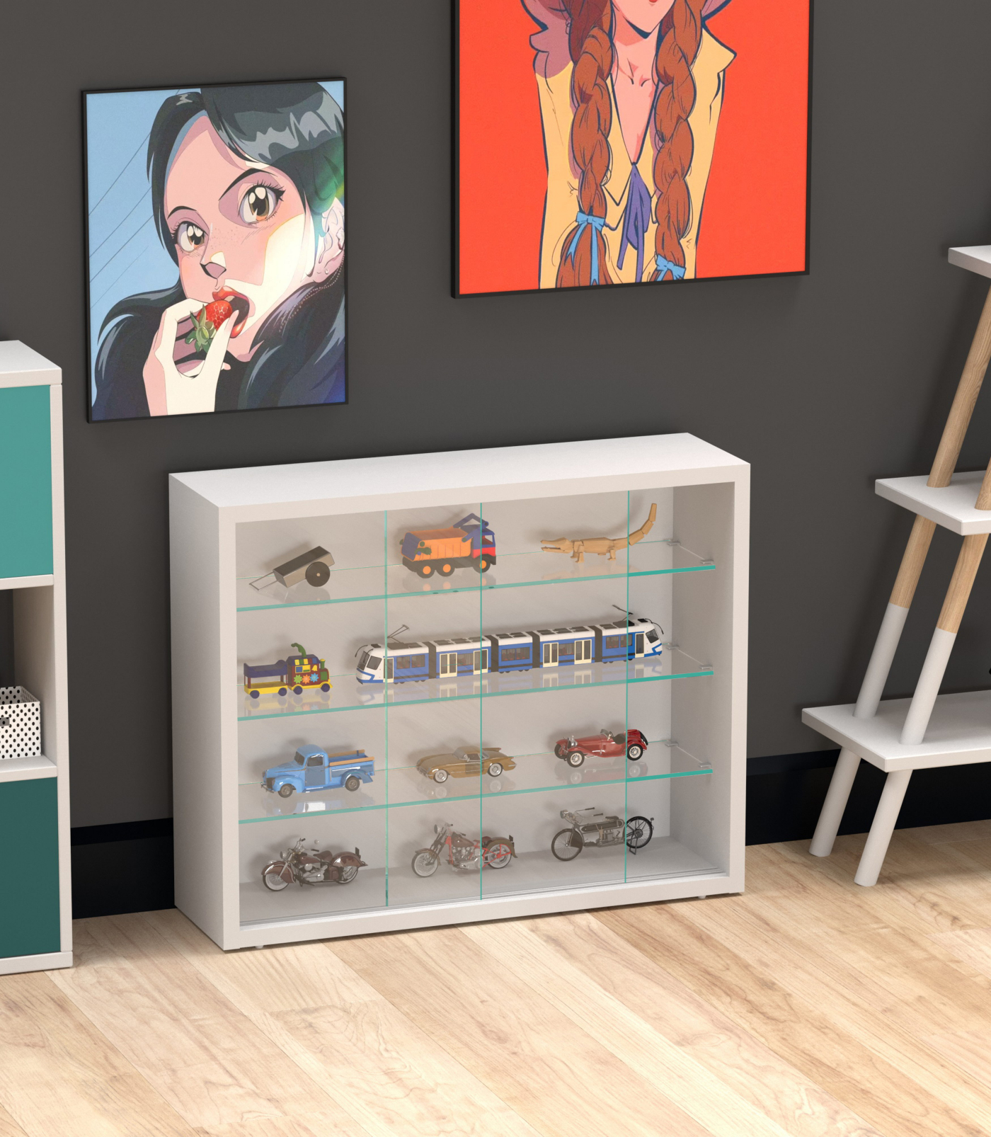 Vitrinekast staande hangende wandvitrine - schuifdeuren - 50 x 40 x 13 cm - Meubel-Plein Vitrinekast staande hangende wandvitrine - schuifdeuren - 50 x 40 x 13 cm - Meubel-Plein