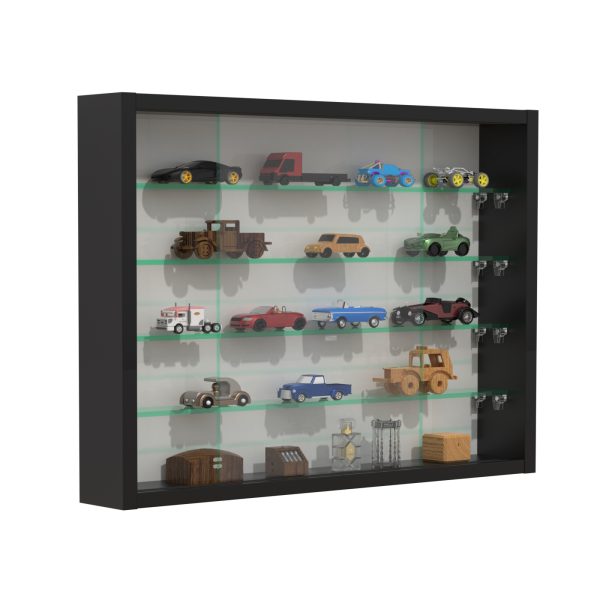Vitrinekast staande hangende wandvitrine - glasplanken 4.5 cm diep - schuifdeuren - Meubel Plein