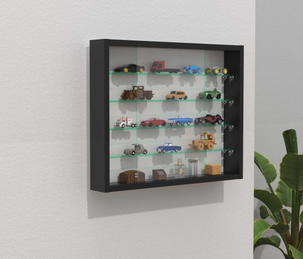 Vitrinekast staande hangende wandvitrine - glasplanken 4.5 cm diep - schuifdeuren - Meubel Plein