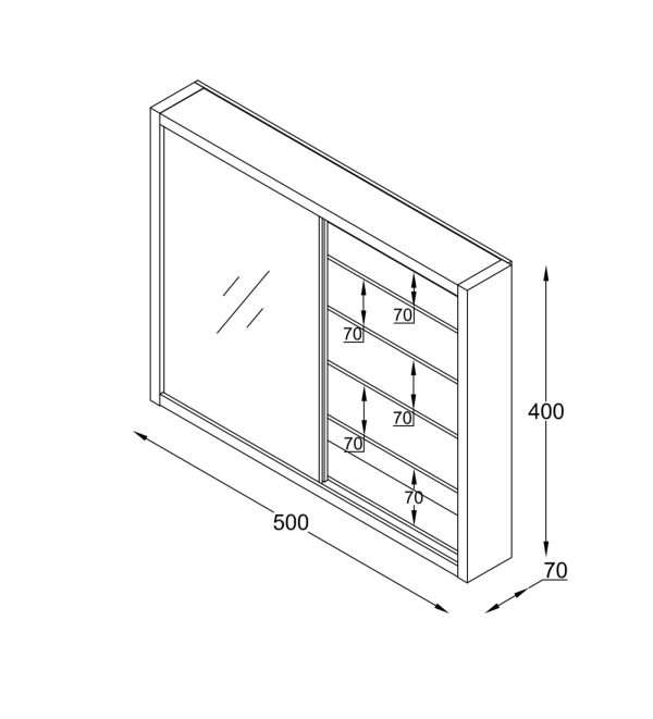 Vitrinekast staande hangende wandvitrine - glasplanken 4.5 cm diep - schuifdeuren - Meubel Plein