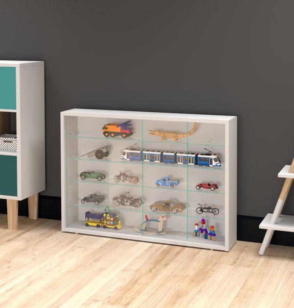 Vitrinekast staande hangende wandvitrine - schuifdeuren - 75 x 55 x 12 cm - Meubel Plein