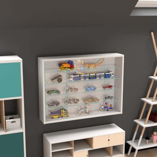 Vitrinekast staande hangende wandvitrine - schuifdeuren - 75 x 55 x 12 cm - Meubel Plein