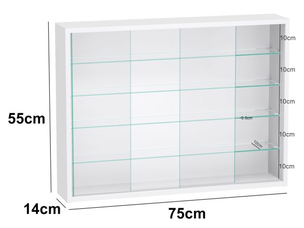 Vitrinekast staande hangende wandvitrine - schuifdeuren - 75 x 55 x 12 cm - Meubel Plein