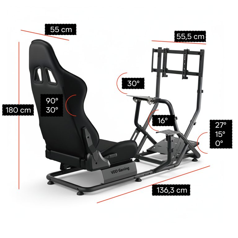 VDD Gaming Grand ONE - Complete Racing Cockpit Simulator - Zwart - alternatieve afbeelding