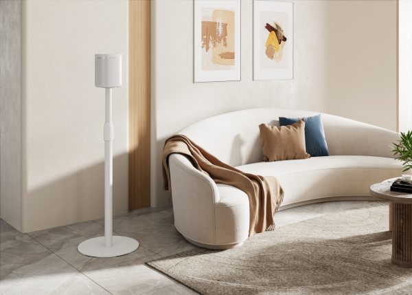 VDD Vloerstandaard Sonos® - Speaker Standaard - Vloerstandaard Speaker - In Hoogte Verstelbaar - Geschikt voor Sonos era 100 & 300 - Kabelmanagement - Wit - Meubel Plein