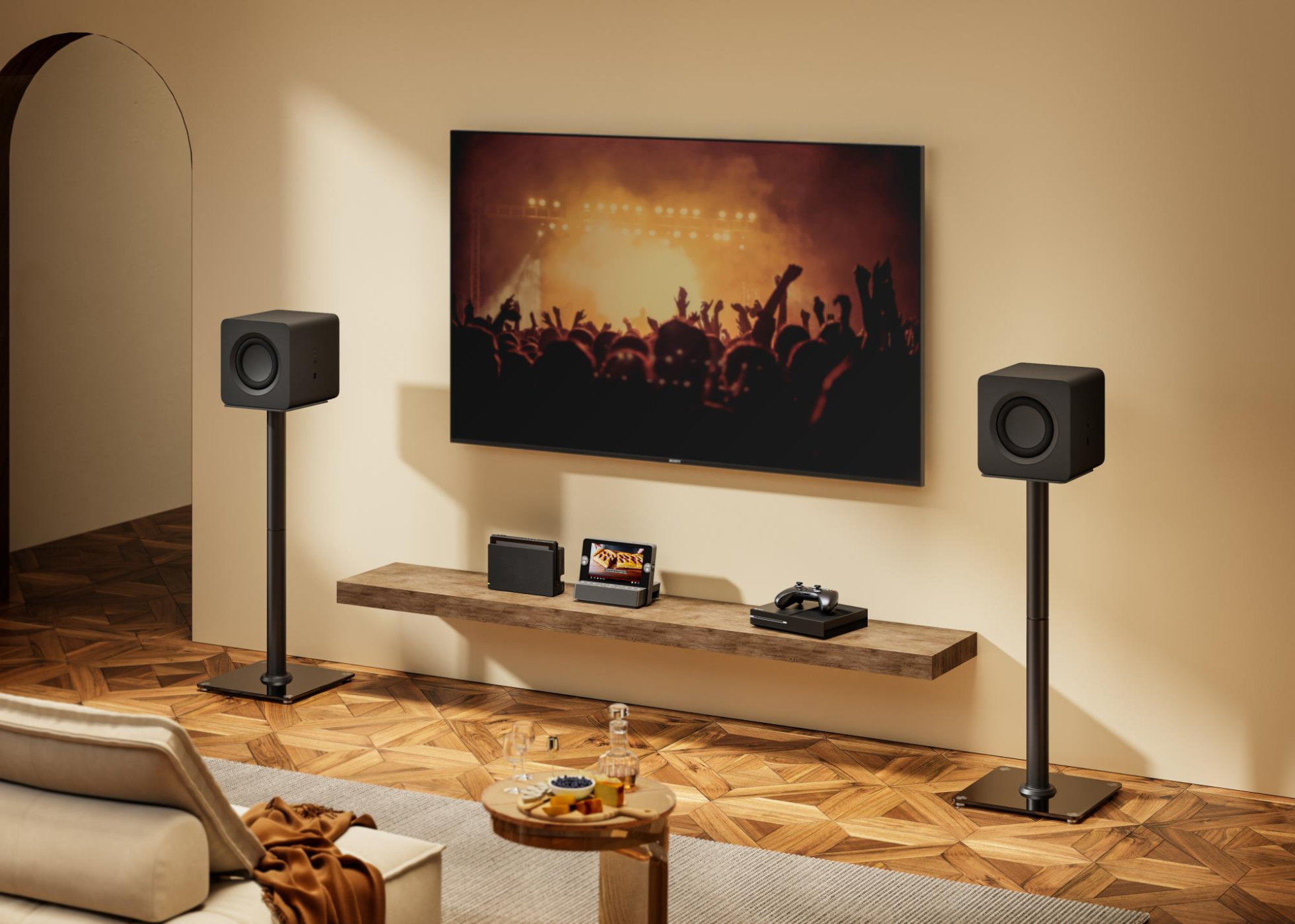 VDD Gaming Speaker Standaard - Universele Speaker Standaard - Vloer Standaard - Luidspreker Standaard - 2 stuks - 76.5 x 30 cm - 25kg Capaciteit - Zwart - alternatieve afbeelding