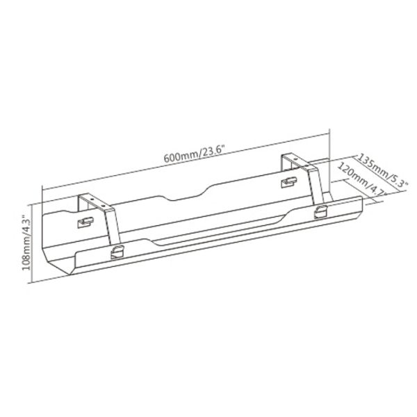 Kabelgoot voor onder het bureau - 60 cm breed - wit - Meubel Plein