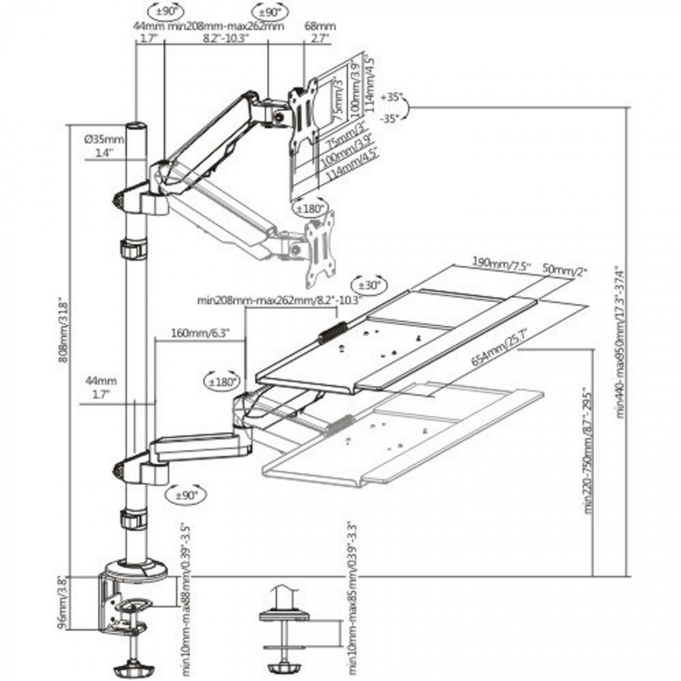 Zit sta werkplek - monitorbeugel toetsenbord bureausteun - werkstation computer - Meubel Plein Zit sta werkplek - monitorbeugel toetsenbord bureausteun - werkstation computer - Meubel Plein