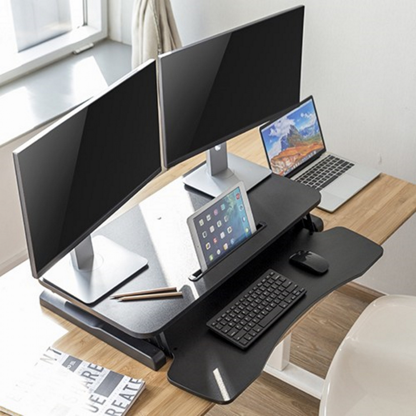 Bureau zit sta verhoger ergonomisch - werkstation  hoogte verstelbaar - 80 cm breed - alternatieve afbeelding
