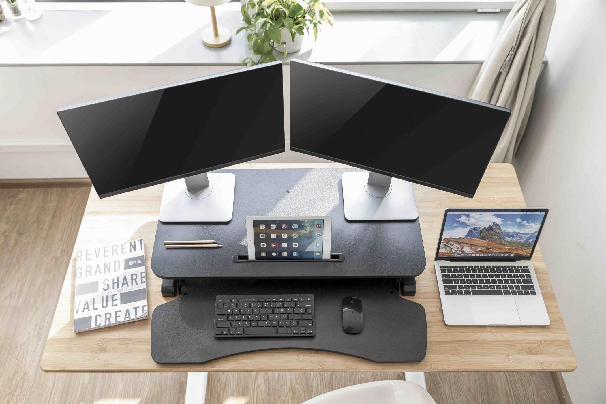 Bureau zit sta verhoger ergonomisch - werkstation hoogte verstelbaar - 80 cm breed - Meubel Plein Bureau zit sta verhoger ergonomisch - werkstation hoogte verstelbaar - 80 cm breed - Meubel Plein