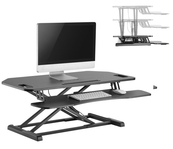 Bureau verhoger zit sta werkplek - ergonomisch hoogte verstelbaar bureau - 95 cm breed - Meubel Plein