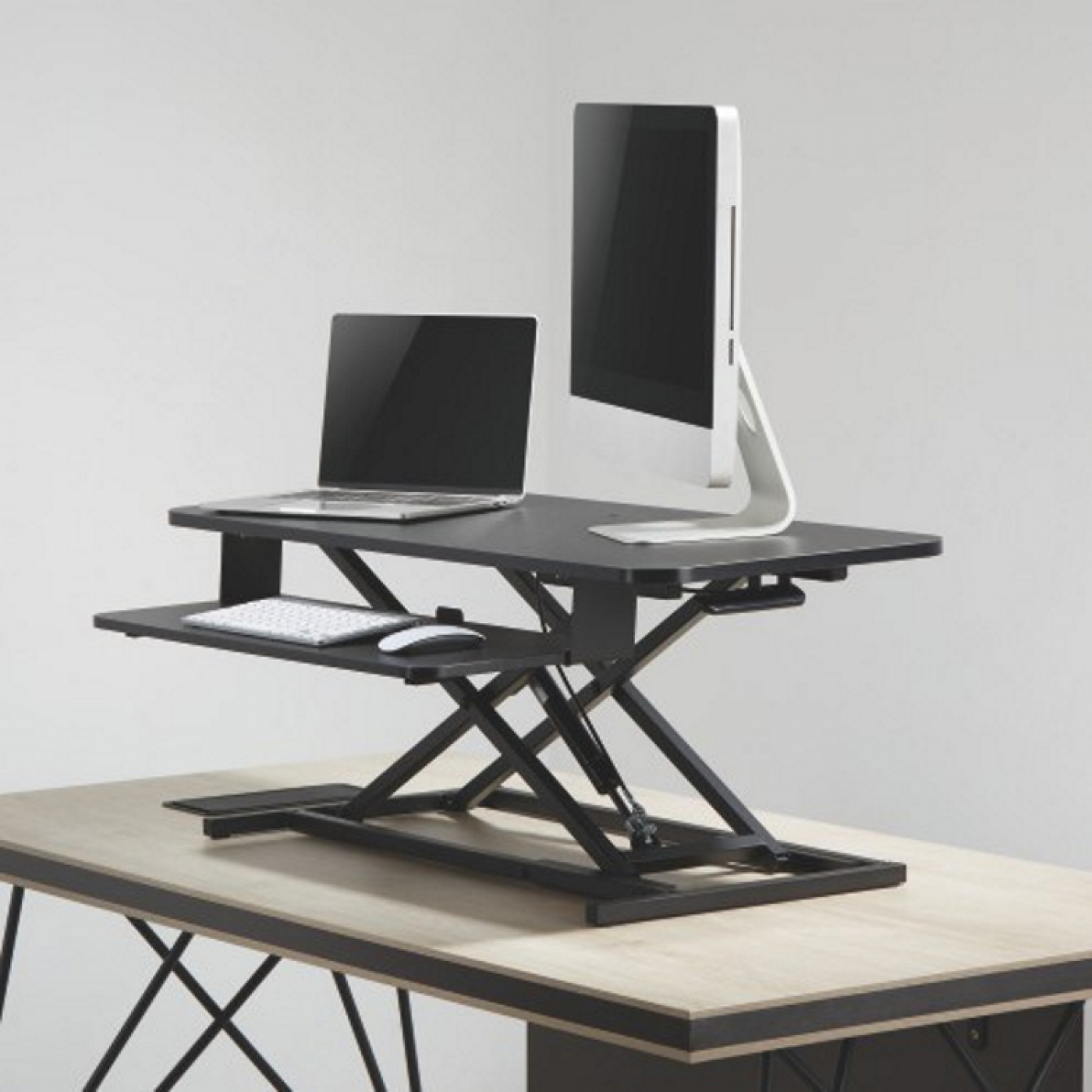 Zit sta bureau verhoger ergonomisch - werkstation hoogte verstelbaar - 95 cm breed - Meubel Plein Zit sta bureau verhoger ergonomisch - werkstation hoogte verstelbaar - 95 cm breed - Meubel Plein
