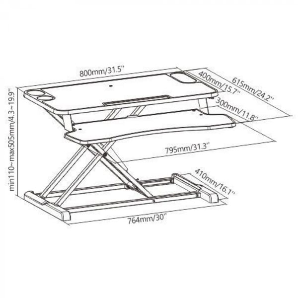 Bureau verhoger zit sta werkplek - ergonomisch verstelbaar bureau - 80 cm breed - Meubel Plein