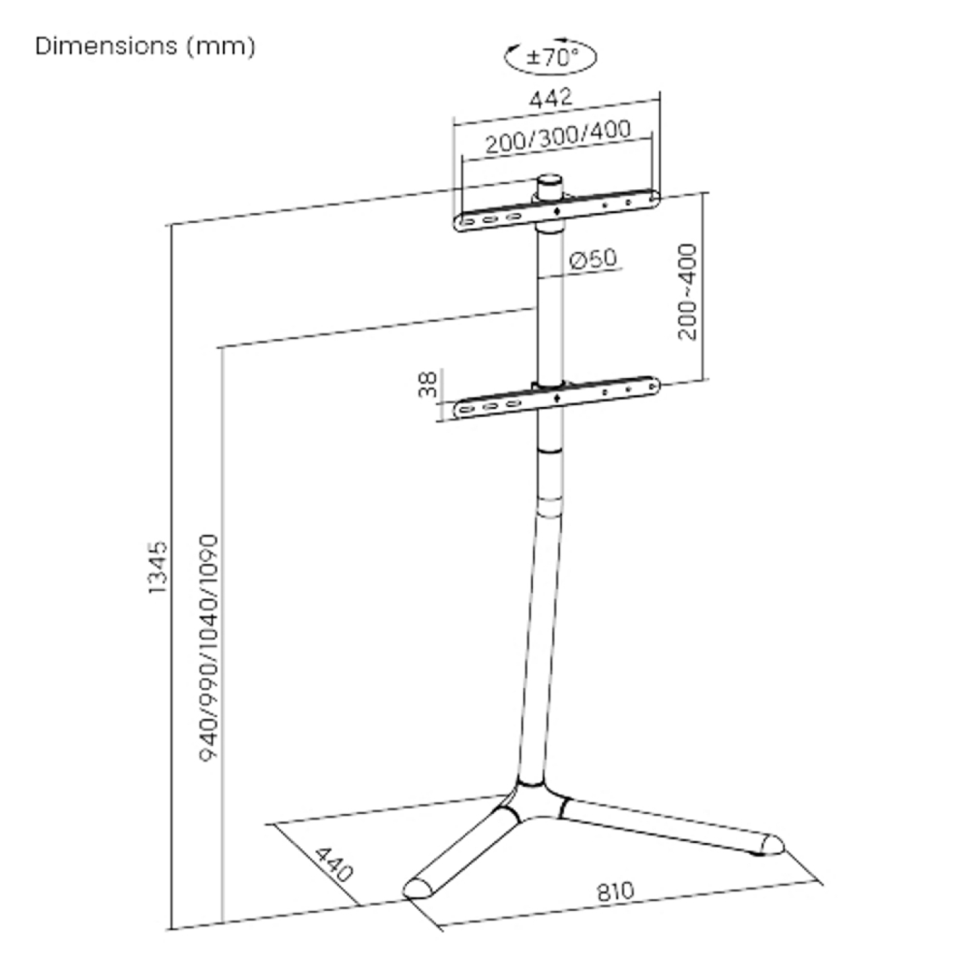 VDD TV Standaard - TV Statief - Beeldscherm Standaard - Monitor Standaard - Modern Studio Design - Draaibaar & in Hoogte Instelbaar - 32 tot 70 inch - Meubel Plein VDD TV Standaard - TV Statief - Beeldscherm Standaard - Monitor Standaard - Modern Studio Design - Draaibaar & in Hoogte Instelbaar - 32 tot 70 inch - Meubel Plein