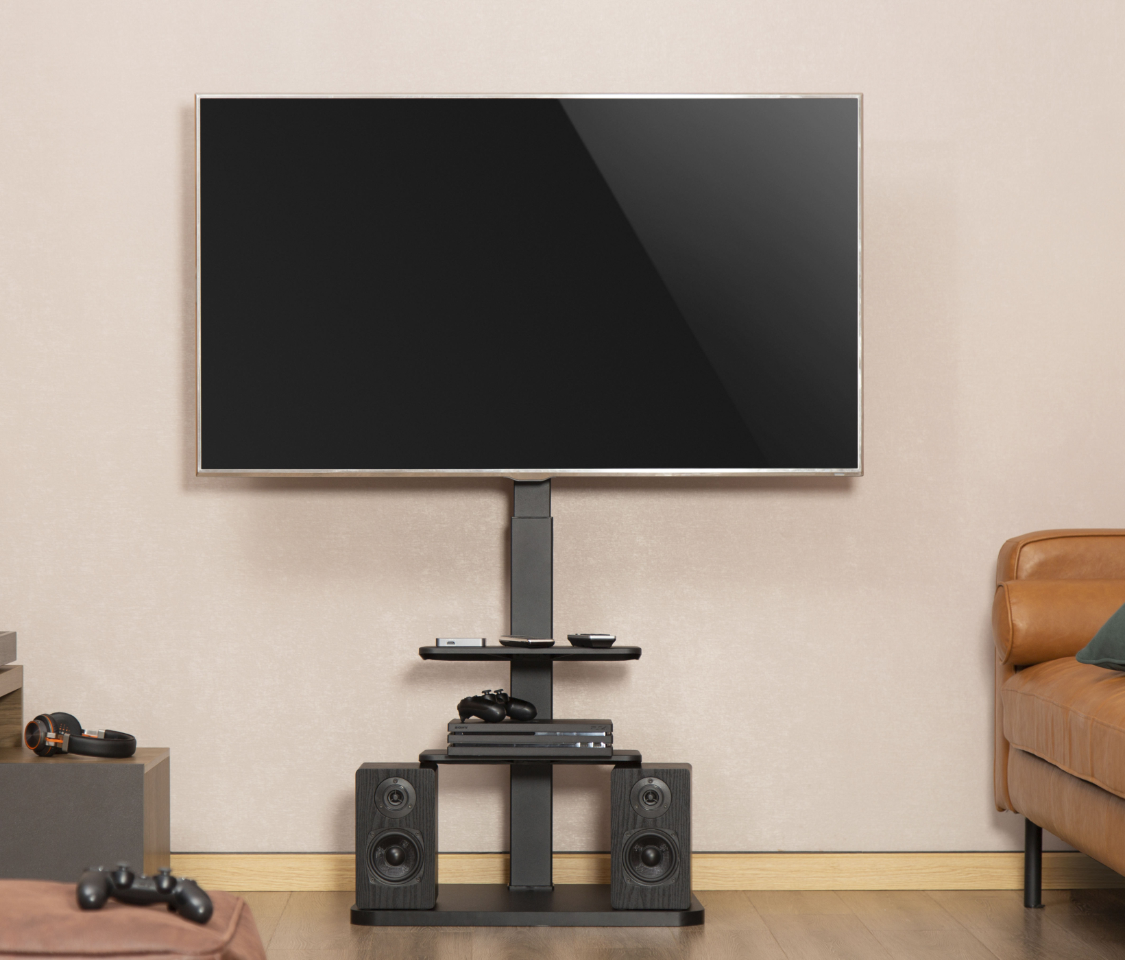TV standaard met opbergplanken - draaibaar - 37 inch tot 75 inch - alternatieve afbeelding
