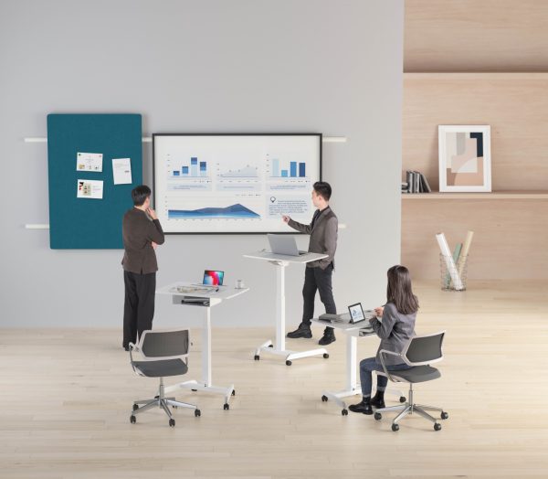 Zit sta bureau verrijdbaar - laptoptafel - verrijdbaar workstation - presentatie lessenaar - Meubel Plein