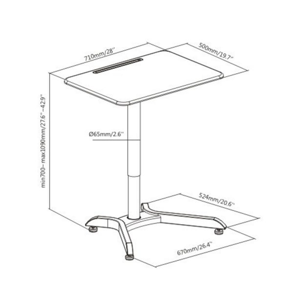 Bureau zit sta verstelbaar - laptoptafel - lessenaar - werkblad 71 cm x 50 cm - Meubel Plein