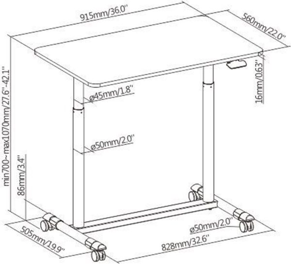 Bureau zit sta verrijdbaar - laptoptafel - in hoogte verstelbaar - Meubel Plein