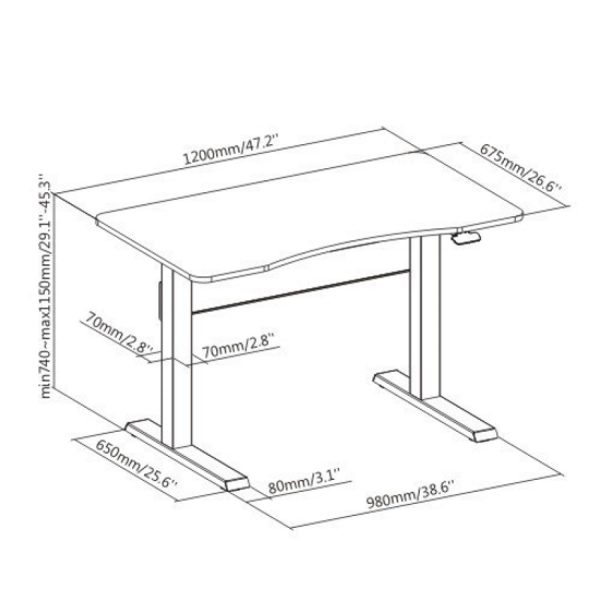Bureau zit sta - laptop computertafel - in hoogte verstelbaar - 120 x 67.5 cm - Meubel Plein