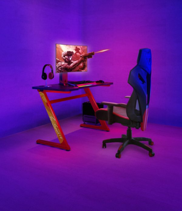 Computer game bureau gaming desk Thomas rood zwart ideaal voor uw game set up 120 cm x 60 cm - Meubel Plein