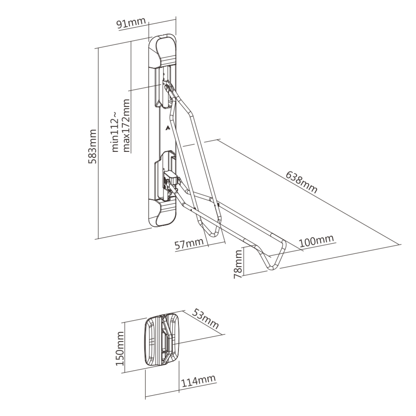 Fietsbeugel wandmontage - fiets ophangsysteem - ruimtebesparend - tot 2.1 inch banddikte - Meubel-Plein Fietsbeugel wandmontage - fiets ophangsysteem - ruimtebesparend - tot 2.1 inch banddikte - Meubel-Plein