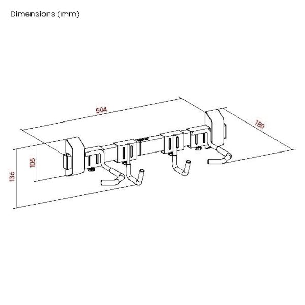 VDD Fiets Ophangsysteem - Muurbeugel Fiets - Fiets Ophangbeugel - Fietsenrek - Fietsbeugel - Ophangbeugel Voor 2 Fietsen - Zwart - Meubel Plein