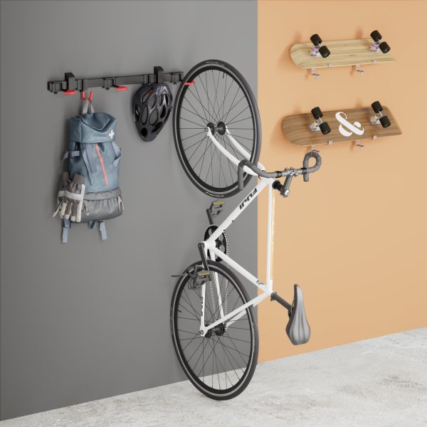 VDD Fiets Ophangsysteem - Muurbeugel Fiets - Fiets Ophangbeugel - Fietsenrek - Fietsbeugel - Ophangbeugel Voor 3 Fietsen - Zwart - Meubel Plein