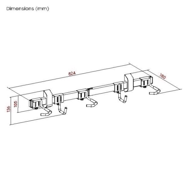 VDD Fiets Ophangsysteem - Muurbeugel Fiets - Fiets Ophangbeugel - Fietsenrek - Fietsbeugel - Ophangbeugel Voor 3 Fietsen - Zwart - Meubel Plein
