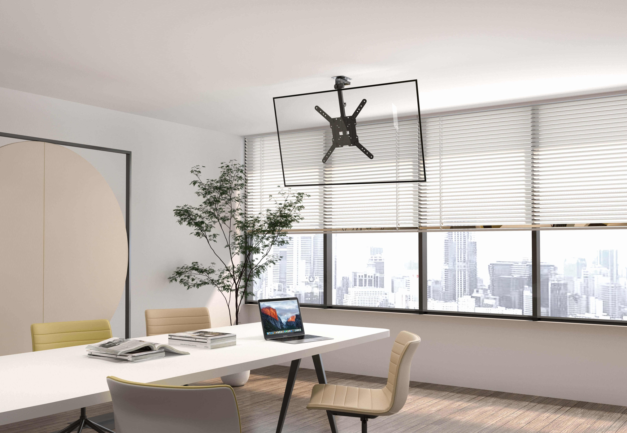 Plafondbeugel tv beeldscherm - inklapbaar draaibaar kantelbaar - 23 tot 43 inch - alternatieve afbeelding