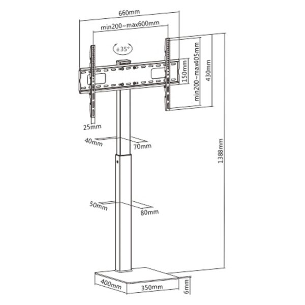 TV standaard statief slank model tegen de muur - draaibaar - tot 70 inch - Meubel Plein