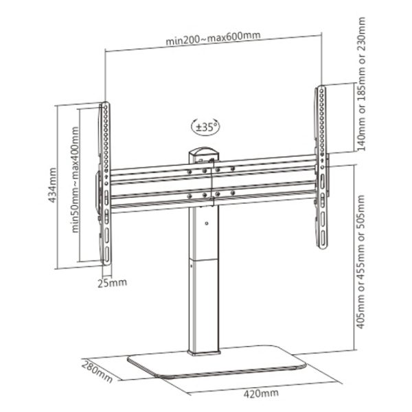 TV standaard - tv statief - tafelmodel - draaibaar - hoogte verstelbaar 36 cm tot 55 cm - Meubel Plein