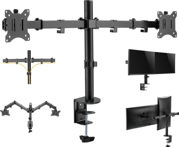 Monitorarm gaming 2 beelschermen - monitor beugel - draaibaar kantelbaar roteerbaar - Meubel Plein