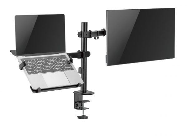 Monitorarm met laptopstandaard - draaibaar roteerbaar kantelbaar hoogte verstelbaar - 17 - 32 inch scherm - Meubel Plein