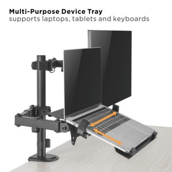Monitorarm met laptopstandaard - draaibaar roteerbaar kantelbaar hoogte verstelbaar - 17 - 32 inch scherm - Meubel Plein