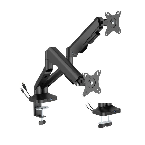 VDD Dubbele Monitor Arm - Monitor Beugel - Scherm Beugel - In Hoogte Verstelbaar - Voor 2 Schermen - Ergonomisch Ontwerp - Zwart - Meubel Plein
