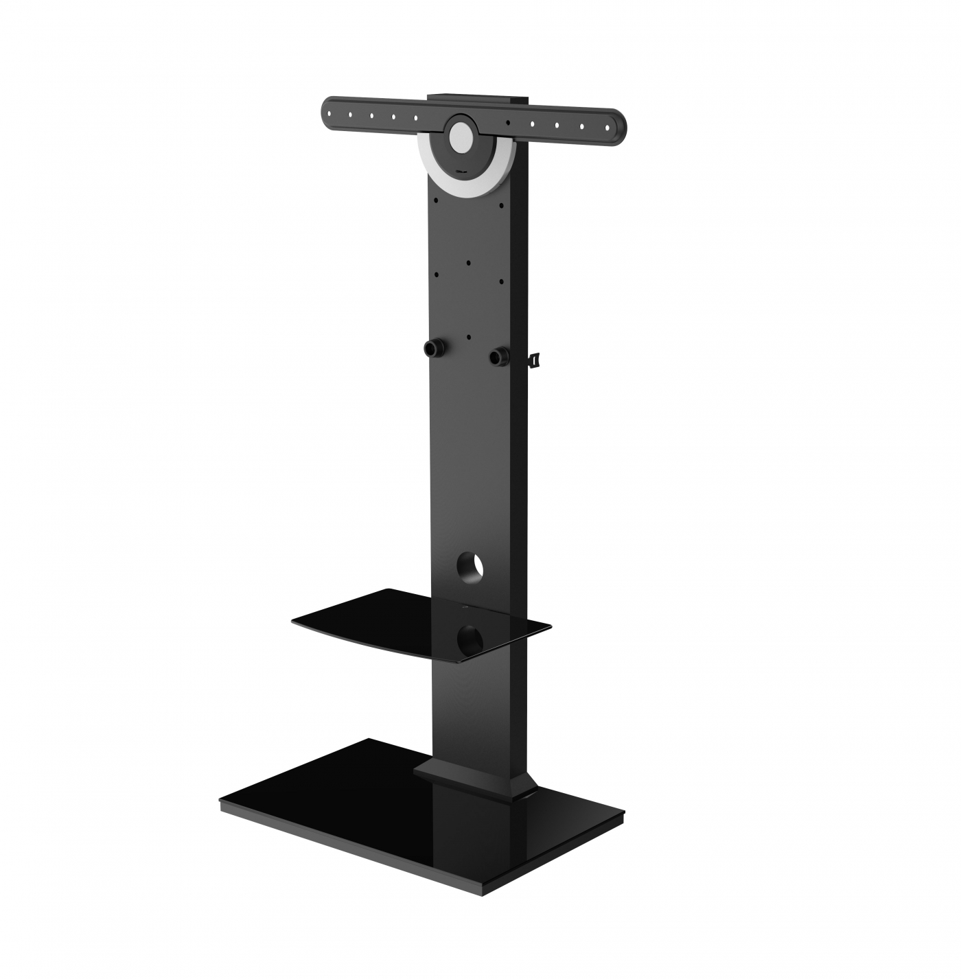 TV standaard - tv statief voet - hout met glas - hoogte verstelbaar tot 125 cm - Meubel Plein TV standaard - tv statief voet - hout met glas - hoogte verstelbaar tot 125 cm - Meubel Plein