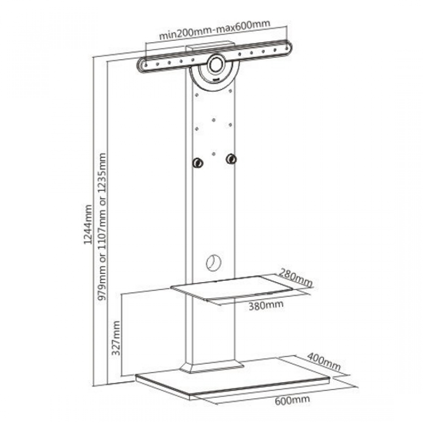 TV standaard - tv statief voet - hout met glas - hoogte verstelbaar tot 125 cm - Meubel Plein TV standaard - tv statief voet - hout met glas - hoogte verstelbaar tot 125 cm - Meubel Plein
