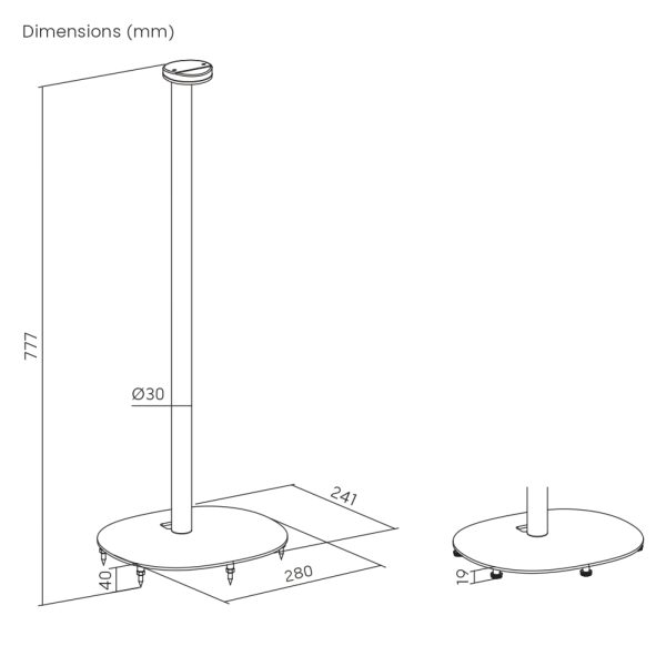 VDD Vloerstandaard Sonos® - Speaker Standaard - Vloerstandaard Speaker - Geschikt voor Sonos era 100 & 300 - Kabelmanagement - Zwart - Meubel Plein