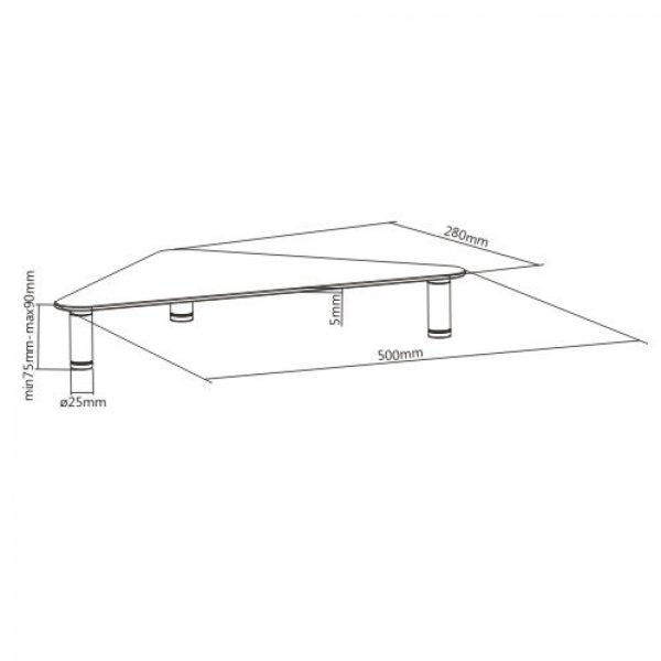 Beeldscherm monitor verhoger hoekmodel driehoek verstelbaar aluminium glas - Meubel Plein