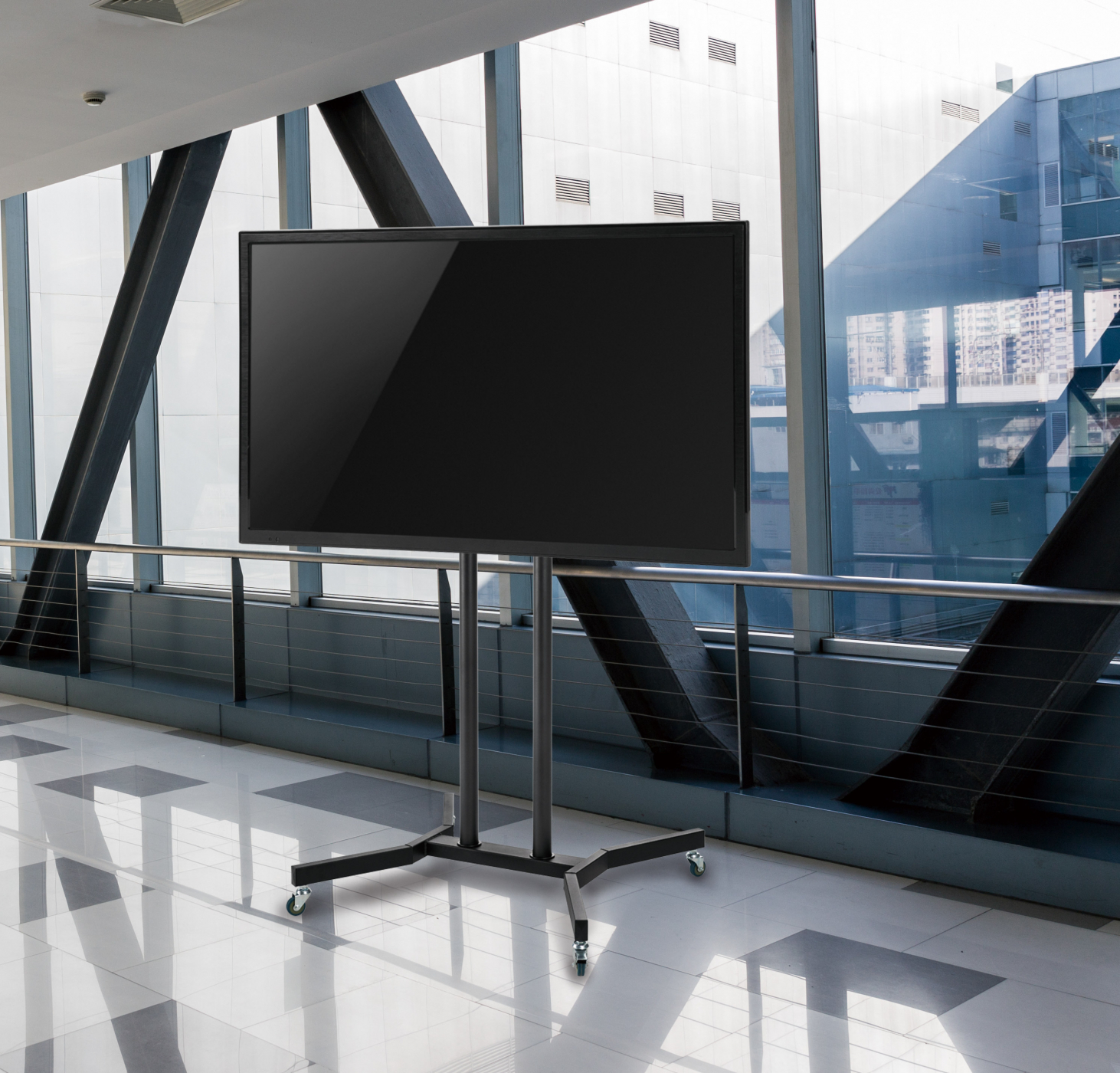 Tv standaard beeldscherm portrait landscape - tv beurs statief verrijdbaar - 170 cm hoog - alternatieve afbeelding