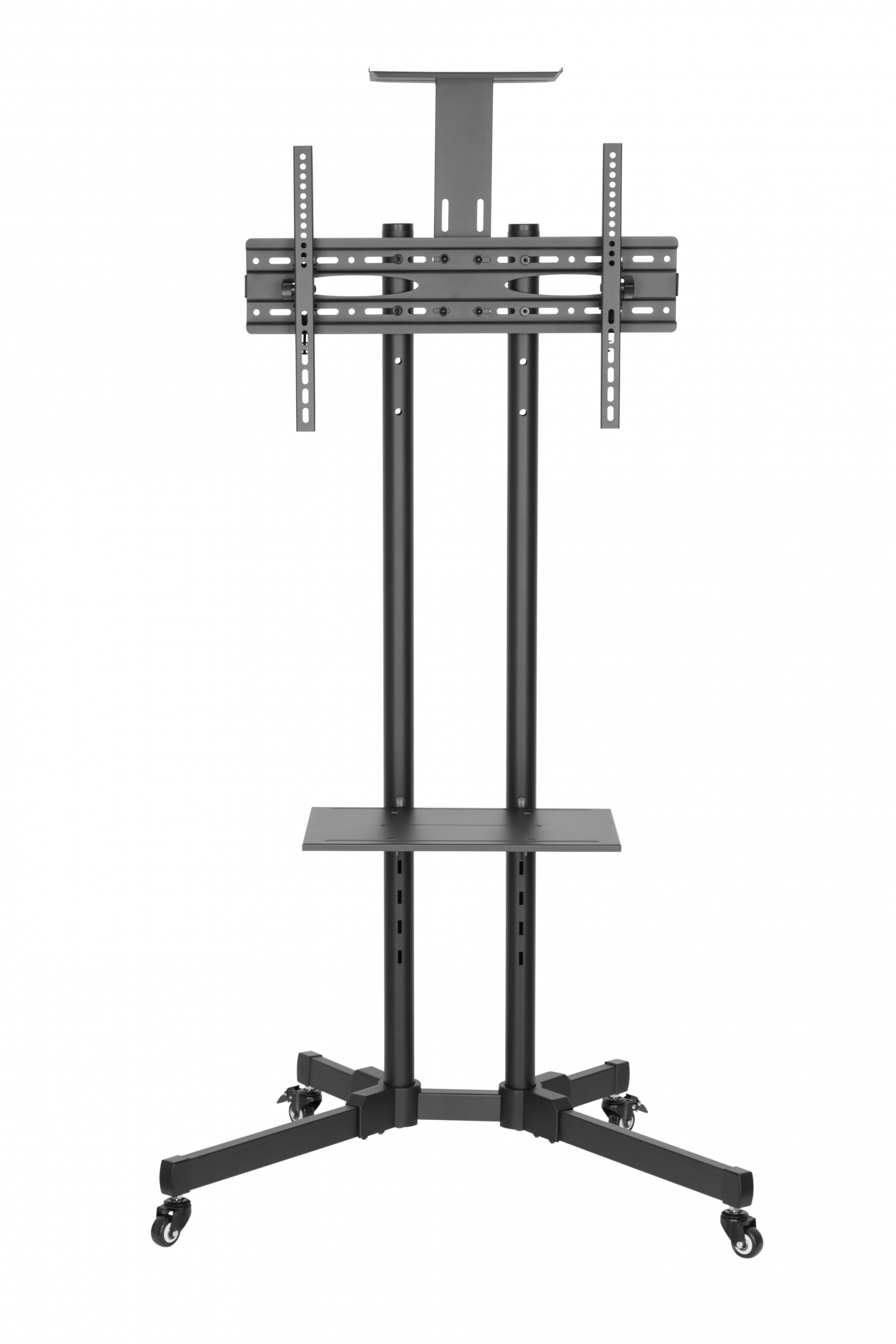 Tv monitor standaard - verrijdbaar - met camera houder - hoogte instelbaar tot 145 cm