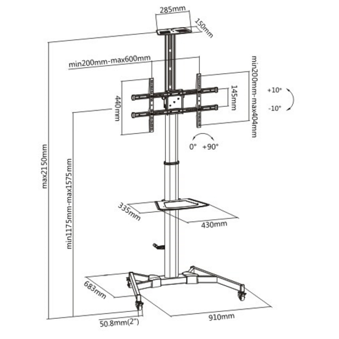 TV standaard statief premium - verrijdbaar - hoogte verstelbaar - scherm draaibaar kantelbaar - Meubel-Plein TV standaard statief premium - verrijdbaar - hoogte verstelbaar - scherm draaibaar kantelbaar - Meubel-Plein
